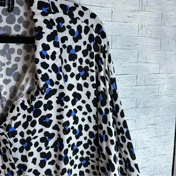 ASOS leopard print Blouse White black Blue Button Down oversize plus size - Picture 4 of 8